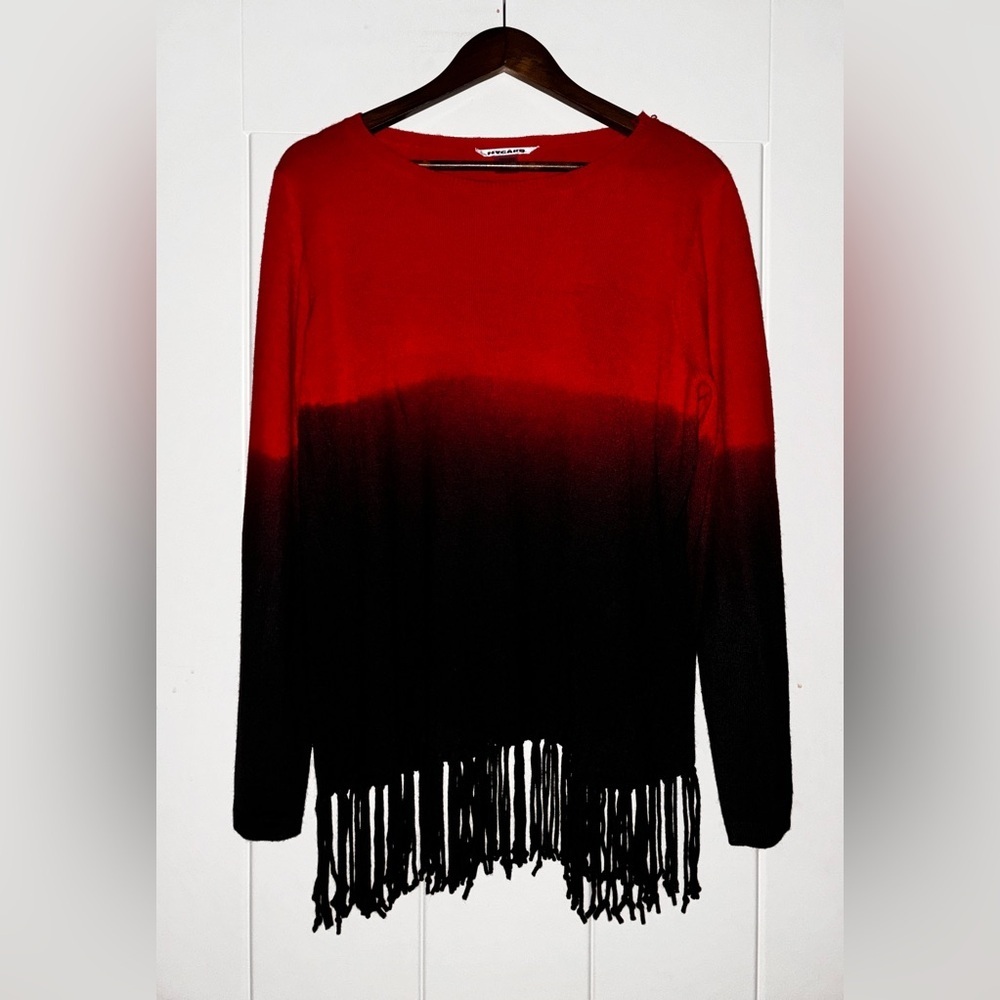 Peter Nygard Ombré Crewneck Sweater Country Glam Fringe Western Women L VTG